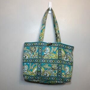 Vera Bradley Peacock Paisley Print Quilted Medium Tote Shoulder Bag